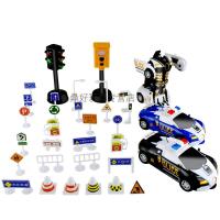 小警察儿童惯性车玩具仿真红绿灯测速拍照灯交通标志套装变形警车