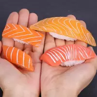 仿真三文鱼模型三文鱼片块寿司食物海鲜料理摆盘拍摄展示道具玩具