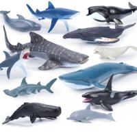 儿童玩具仿真海洋动物海底生物模型大白鲨鲨鱼海豚抹香鲸蛋糕饰品