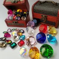 儿童玩具女孩水晶宝石七彩色公主亚克力塑料玻璃假钻石宝箱盒夜光