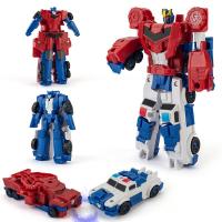 磁力变形车 一步变形玩具金刚 合体变身擎天蜂汽车机器人男孩磁力碰撞模型 擎天警车[合体战车]