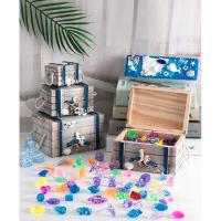 儿童宝石玩具水晶钻石宝箱盒子公主女孩串珠塑料贴画百宝藏七彩色