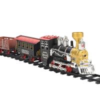 儿童火车轨道玩具电动蒸汽仿真冒烟高铁和谐号多节长车厢套装男孩