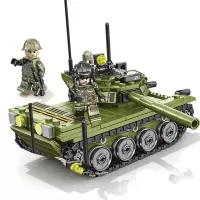森宝铁血重装军事坦克战斗装甲车军事男孩小颗粒积木拼装玩具