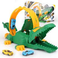 儿童弹射轨道车玩具创意惯性鳄鱼弹射器男孩滑行小汽车模型