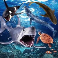 儿童玩具仿真海洋动物模型生物鲨鱼海豚企鹅乌龟螃蟹鳄实心塑胶玩具