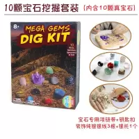 儿童考古挖掘玩具恐龙化石矿物宝石考古挖宝套装恐龙矿物宝石鲨鱼牙齿化石套装昆虫标本男孩女孩考古玩具