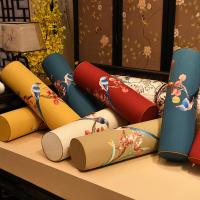 毛绒圆柱枕 新中式沙发扶手枕中国风抱枕靠垫红木家具靠枕午睡枕圆柱形靠背枕