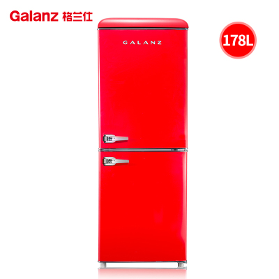 格兰仕电冰箱178升复古红两门双门家用小型电冰箱 直冷双门双温冰箱电冰箱BCD-178F红