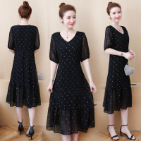 晗亦然洋气大码女装2021夏装新款胖mm遮肚连衣裙9356