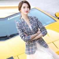 晗亦然格子西装外套女2021新款收腰气质短款小个子修身休闲西服上衣9580