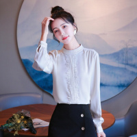 晗亦然2021春新款时尚气质蕾丝上衣女长袖宽松洋气上衣打底衫小衫5589