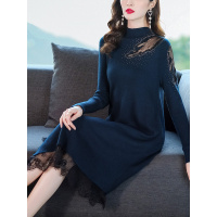 晗亦然贵夫人针织连衣裙早春2021新款配大衣高端气质毛衣裙子777