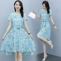 晗亦然夏新款韩版森系智熏法式高腰波点雪纺连衣裙收腰显瘦气质8216