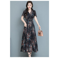 晗亦然2021夏季新款波西米亚连衣裙收腰显瘦中长款大摆裙2875