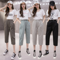 晗亦然2021裤子女夏宽松薄款显瘦百搭萝卜哈伦棉麻七分裤休闲裤2326