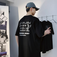 晗亦然情侣短袖男潮牌百搭ins男生T恤宽松半袖夏季男装2021新款体恤2815