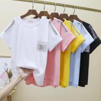 晗亦然重工烫钻短袖T恤女宽松2021夏装新款T恤上衣潮9818