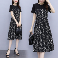 晗亦然大码女装夏季微胖妹妹mm洋气减龄显瘦遮肚连衣裙适合胖人穿的裙子803