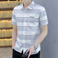 晗亦然绣花夏天衬衣发型师工装商务潮修身衬衫2021夏季帅气短袖衬衫247