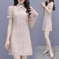 晗亦然旗袍夏季小个子连衣裙新款裙子茶歇裙女法式复古小众碎花裙1291