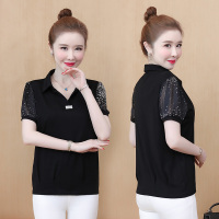 晗亦然2021夏装新款短袖宽松妈妈装洋气遮肚子小衫大码女6838