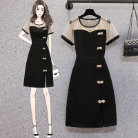 晗亦然胖MM2021夏季新款复古盘扣中长款改良旗袍连衣裙2638