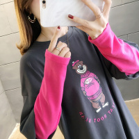 晗亦然2021秋装假两件长袖T恤女网红超火宽松洋气打底衫上衣服2060