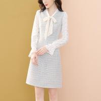 晗亦然蕾丝小香风长袖连衣裙显瘦小个子女2021秋新款气质减龄9205