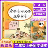 看拼音写词语二年级上册语文同步训练练字帖部编人教版 小学2年级上册课堂专项同步训练辅导资料书练习册训练题看图说话写话乐学