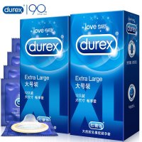 杜蕾斯durex 避孕套 大号装 润滑 男女用 安全套 情趣计生用品 大号装12只x2盒