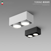 双头筒灯led明装长方形无主灯设计客厅家用盒子灯斗胆灯过道黑色