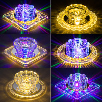 客厅彩色射灯led筒灯吊顶嵌入式水晶过道灯走廊灯玄关厅入户灯