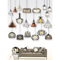 北欧现代简约酒吧台灯具餐厅吊灯三头钻石过道工业风个性创意灯饰