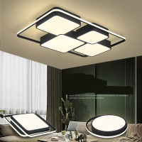方形简约创意合金吸顶灯北欧黑色金属led客厅灯网红圆形卧室灯具