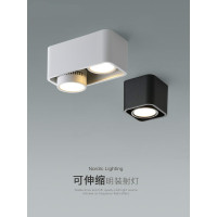 明装筒灯方形led客厅家用天花灯双头cob筒灯吸顶黑色斗胆灯盒子灯