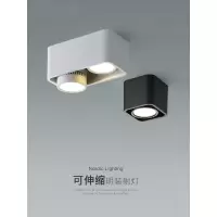 明装筒灯方形led客厅家用天花灯双头cob筒灯吸顶黑色斗胆灯盒子灯