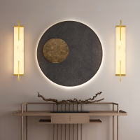 新中式壁灯客厅电视背景墙卧室床头现代简约北欧轻奢全铜云石灯具