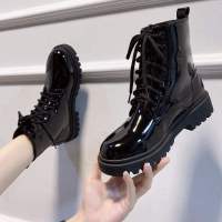 新款百搭马丁靴女学生韩版秋冬季加绒靴子女英伦风皮鞋网红短靴女衫伊格