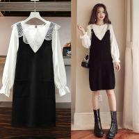 2020秋冬大码女装胖妹妹遮肚连衣裙套装洋气减龄显瘦心机两件套潮衫伊格