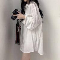 韩风chic防晒防晒长袖韩版bf风宽松长款学生衬衫上衣女衫伊格