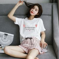 [70-200斤可外穿]夏季短袖睡衣女加肥加大码宽松胖mm家居服套装衫伊格