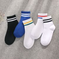[5双装]袜子中筒袜两条杠学生长筒袜日系黑白色男女春夏季薄款衫伊格