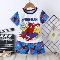 儿童睡衣男夏季蜘蛛侠小孩睡衣女童夏装纯空调服婴儿衣服童装男衫伊格