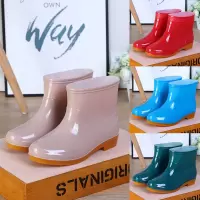 新款时尚防水鞋子女款低筒成人雨鞋女加绒保暖防滑牛筋底耐磨胶鞋衫伊格