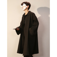 风衣中长款过膝外套日系英伦风休闲潮流男士韩版春秋季黑色衫伊格