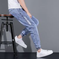 夏季薄款哈伦工装裤子男士韩版潮流痞帅潮牌百搭宽松束脚牛仔裤男衫伊格