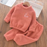 儿童睡衣秋冬加厚男孩珊瑚绒女童加绒冬款法兰绒宝宝家居服冬季潮衫伊格