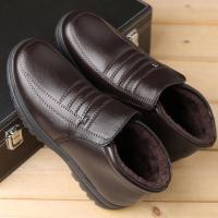 2021冬季加绒保暖毛绒高帮皮鞋男士中老年爸爸鞋棉鞋防滑套脚男鞋涡曼