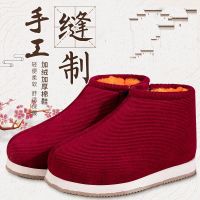 手工棉鞋女冬季中老年保暖鞋男加厚绒防滑妈妈居家月子包跟棉拖鞋衫伊格